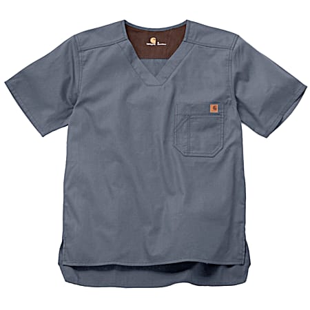 Men's Pewter Utility V-Neck Short Sleeve Ripstop Scrub Shirt