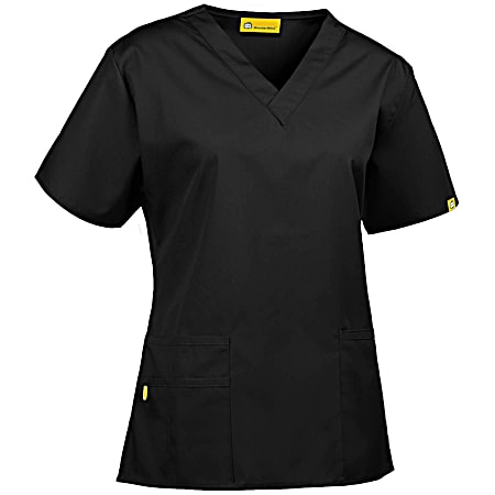 Juniors' The Bravo Black V-Neck Short Sleeve Scrub Top