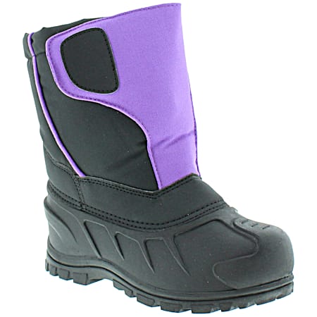 Kids' Black/Purple Snowcat Winter Boots