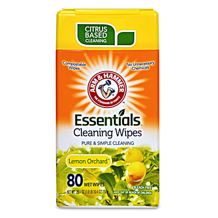 Arm & Hammer Essentials Lemon Orchard Cleaning Wipes - 80 ct