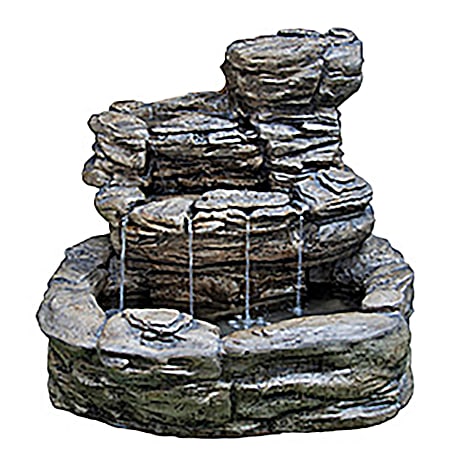 3-Tier Pewter Rock Waterfall Fountain