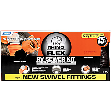 RhinoFLEX RV Sewer Hose with Swivel Fittings
