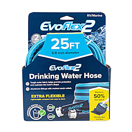 Camco EvoFlex2 Blue 25 ft RV/Marine Drinking Water Hose