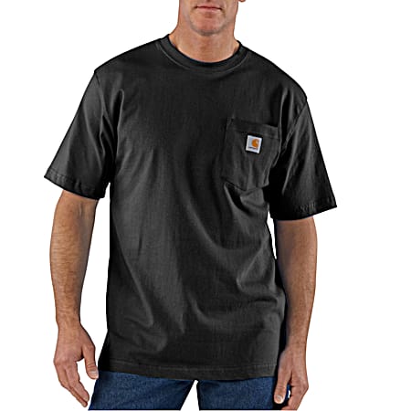 Men's Black Workwear Short Sleeve Pocket Shirt