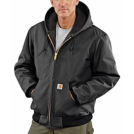 Men's Black Loose Fit Firm Duck Insulated Flannel Lined Active Jacket