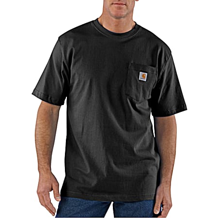 Men's Big & Tall Black Workwear Crew Neck Short Sleeve Pocket T-Shirt