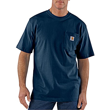 Men's Big & Tall Navy Workwear Crew Neck Short Sleeve Pocket T-Shirt