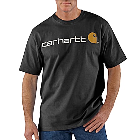Men's Black Signature Logo Graphic Crew Neck Short Sleeve T-Shirt