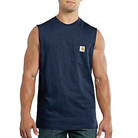 Men's Workwear Navy Pocket Sleeveless Shirt