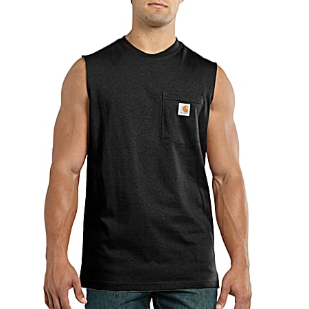 Men's Workwear Black Pocket Sleeveless Shirt