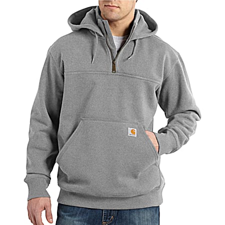 Men's Paxton Rain Defender Grey Heavyweight Hooded 1/4 Zip Sweatshirt