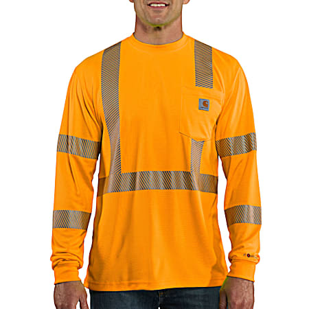Men's Force Brite Orange High Visibility Long Sleeve Shirt