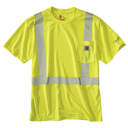 Men's Big & Tall Force Brite Lime High Visibility Crew Neck Short Sleeve T-Shirt w/Pocket