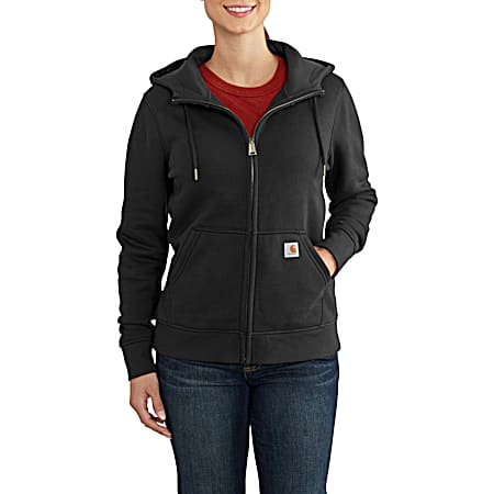 Ladies' Clarksburg Black Hooded Full Zip Long Sleeve Fleece Jacket
