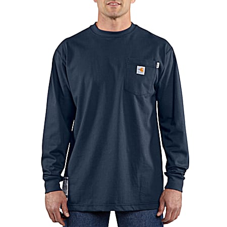 Men's Navy Long Sleeve Pocket Shirt