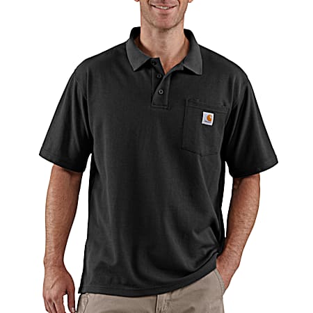 Men's Black Contractors Short Sleeve Pocket Polo Shirt