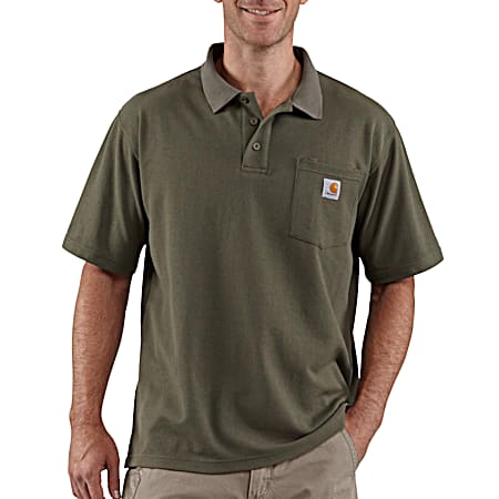 Men's Big & Tall Contractor's Work Pocket Moss Short Sleeve Polo Shirt