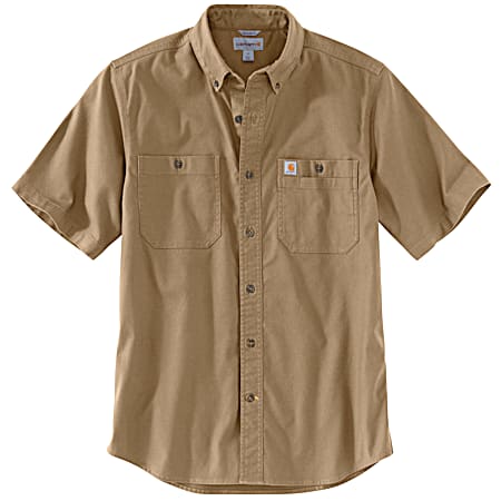 Men's Rigby Rugged Flex Khaki Relaxed Fit Button Front Short Sleeve Work Shirt
