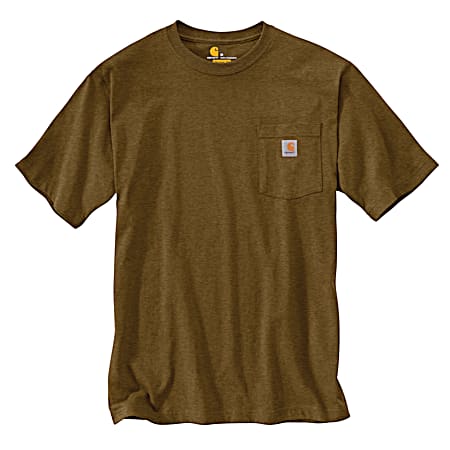 Men's Oiled Walnut Heather Workwear Short Sleeve Pocket T-Shirt