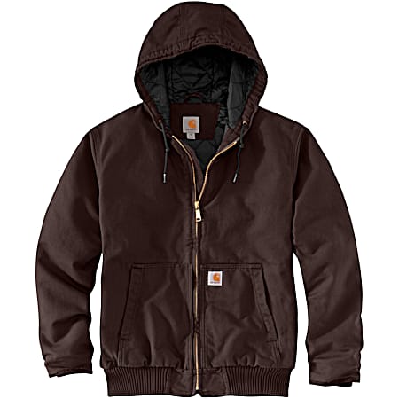 Men's Active Dark Brown Insulated Hooded Full Zip Cotton Jacket