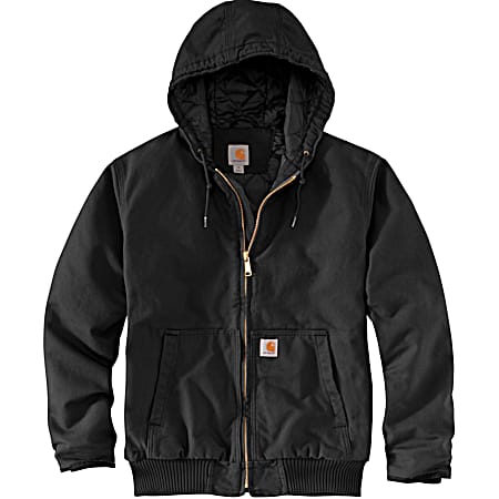 Men's Active Black Insulated Hooded Full Zip Cotton Jacket