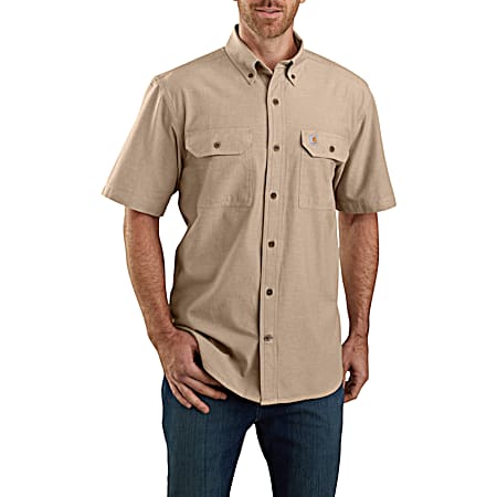 Men's Dark Tan Original Fit Midweight Button Front Short Sleeve Shirt