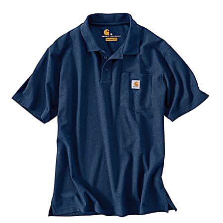 Men's Dark Cobalt Contractors Short Sleeve Pocket Polo Shirt