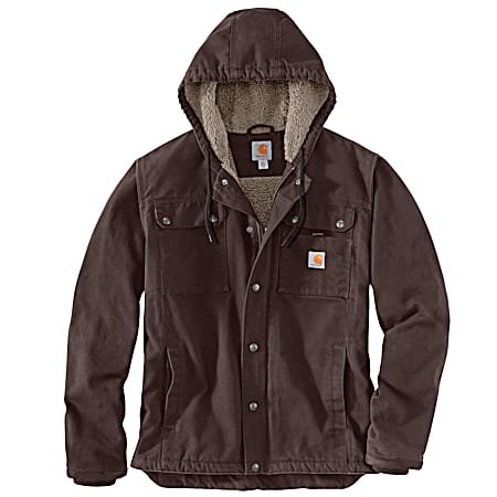 Men's Bartlett Dark Brown Relaxed Fit Hooded Snap & Zip Cotton Duck Jacket