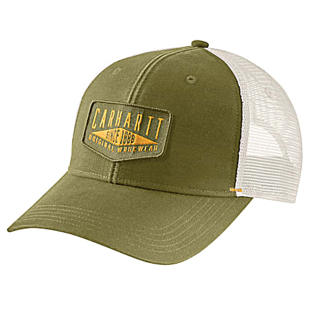 Adult True Olive Workwear Patch Canvas Meshback 6-Panel Cap