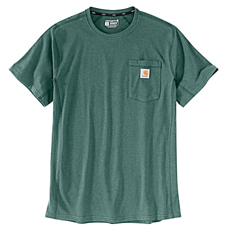 Men's Force Slate Green Heather Relaxed Fit Midweight Short Sleeve Pocket Shirt
