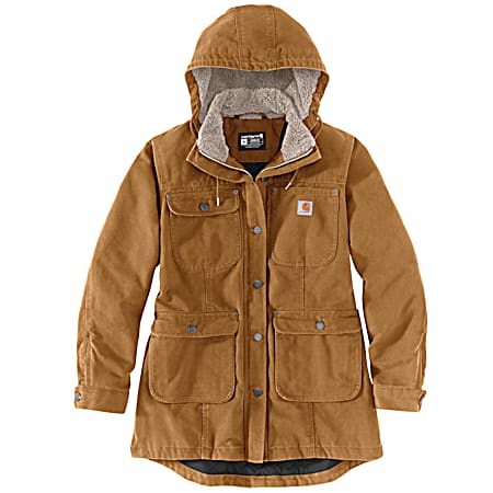 Women's Carhartt Brown Loose Fit Washed Duck Coat