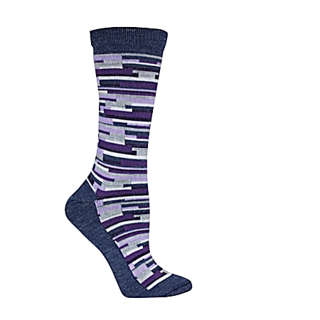 Ladies' Demin Digi Stripe Merino Wool Crew Sock