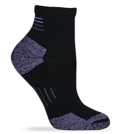 Ladies' Black Merino Wool Quarter Length Hiker Sock