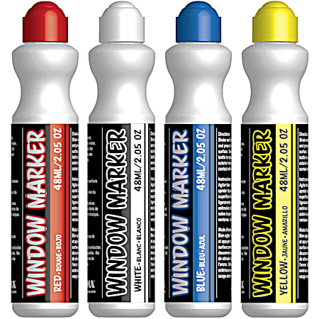 Chroma Red White Blue & Yellow Window Markers - 4 Pk