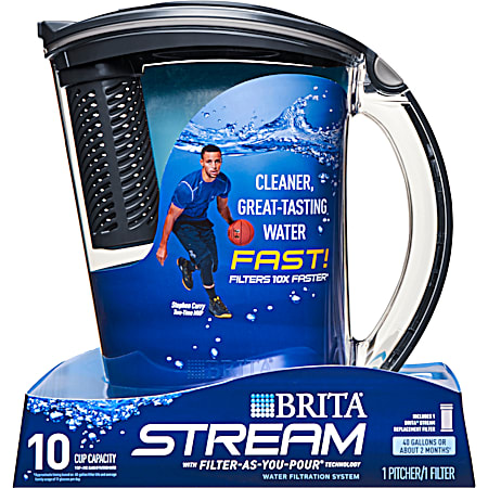 Brita 10 cup Carbon Grey Stream Rapids Filter-As-You-Pour Pitcher
