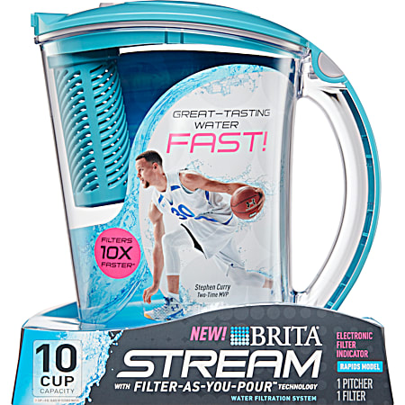 10 cup Lake Blue Stream Rapids Filter-As-You-Pour Pitcher