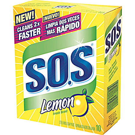 SOS Lemon Fresh Scent Steel Wool Soap Pads -10 Pk.