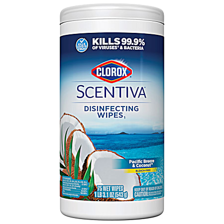 Scentiva Pacific Breeze & Coconut Disinfecting Wipes - 75 Ct