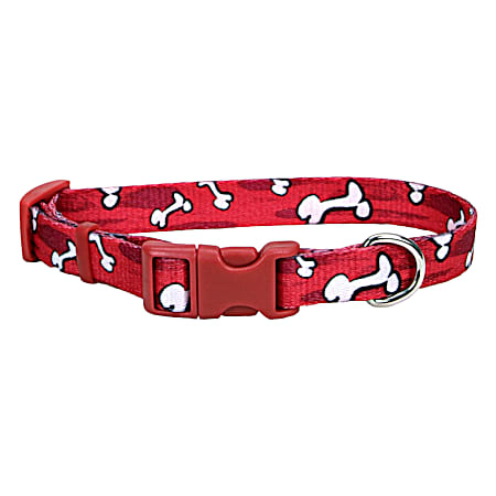 Red Bones Adjustable Nylon Pet Collar