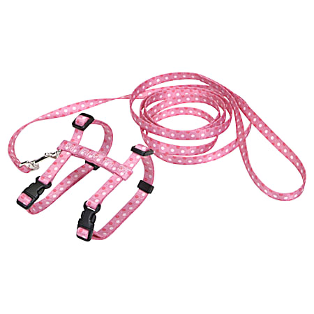 Coastal H-Style Cat Harness & Lead - Pink Dot