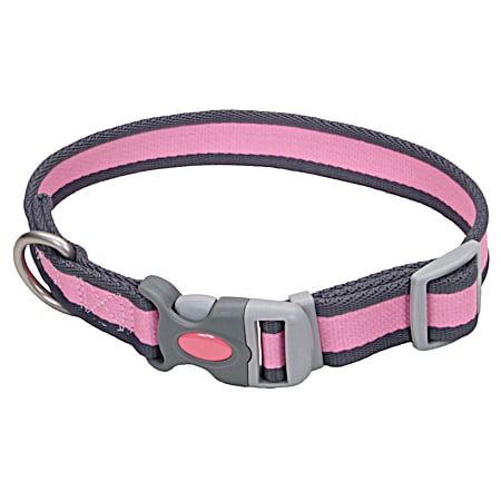 Pet Attire Pink & Grey Adjustable Dog Collar