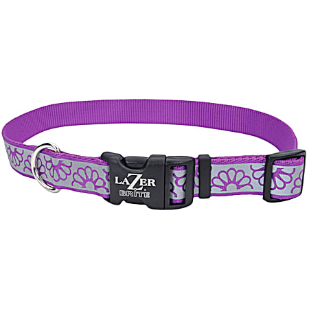 Purple Daisy Reflective Adjustable Dog Collar