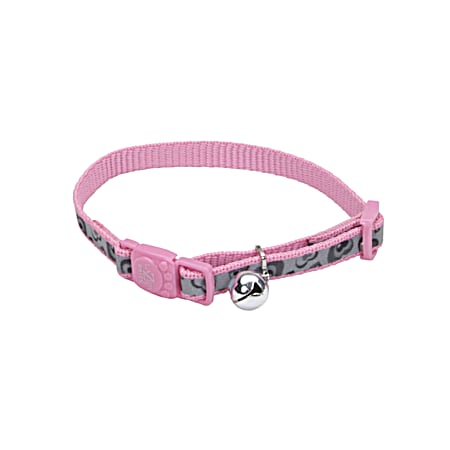 3/8 in x 8-12 in Pink New Heart Reflective Adjustable Breakaway Cat Collar