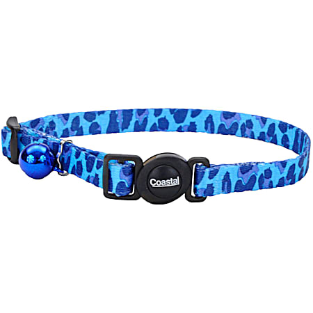 Safe Cat 8-12 in Leopard Blue Fashion Adjustable Breakaway Cat Collar