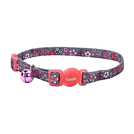 8-12 in Pink Cherry Grey Fashion Adjustable Breakaway Cat Collar