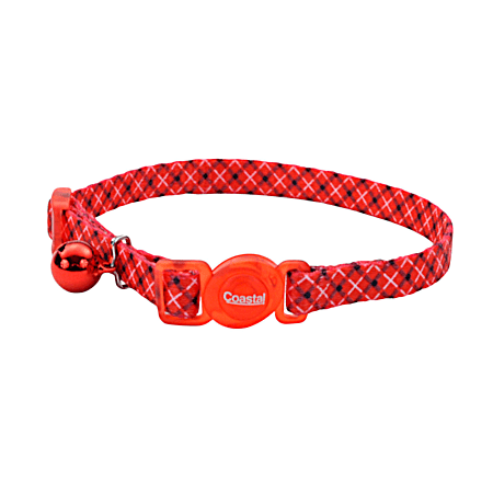 Safe Cat 8-12 in White Red Plaid Fashion Adjustable Breakaway Cat Collar