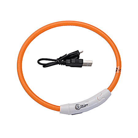 Orange USB Light-Up Safety Neck Ring for Dogs