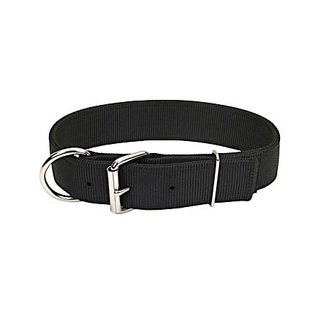 1-3/4 in x 28 in Macho Dog Black Double-Ply Nylon Dog Collar w/ Roller Buckle