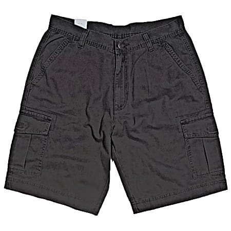 Men's Grey Side Elastic Cotton Twill Cargo Shorts