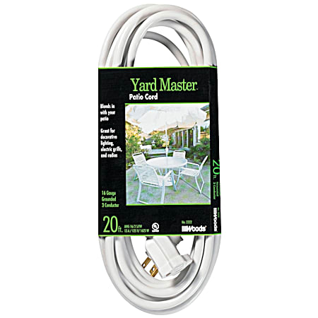 Woods Yard Master 20 ft 16/3 SJTW White Extension Cord